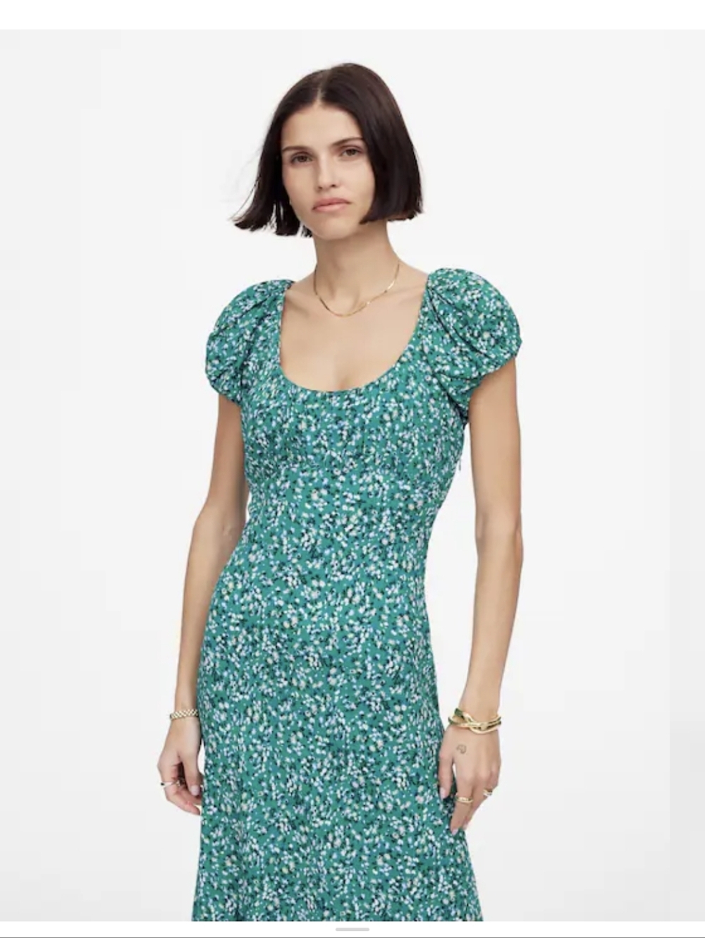 NWT Teal Floral Scoop-Neck Midi Dress